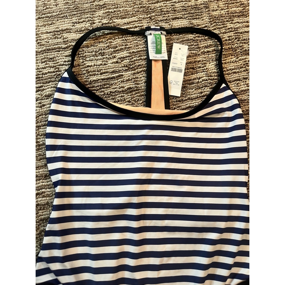 J.Crew Womens Nautical Stripe Racerback One-Piece Swimsuit Navy White BX692 8